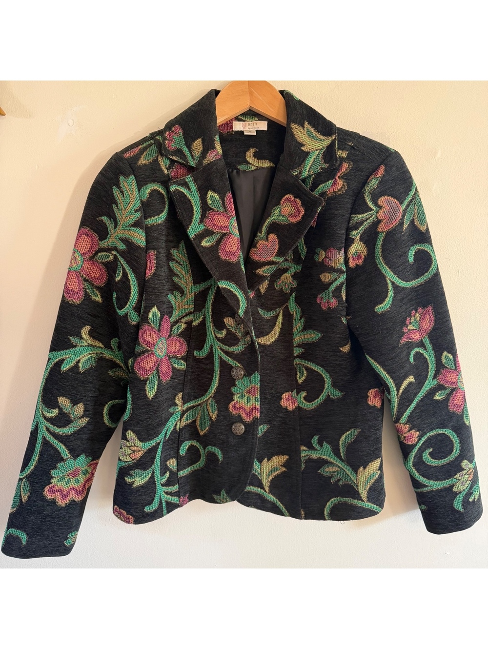 Erin London Black Floral Jacket Size Medium